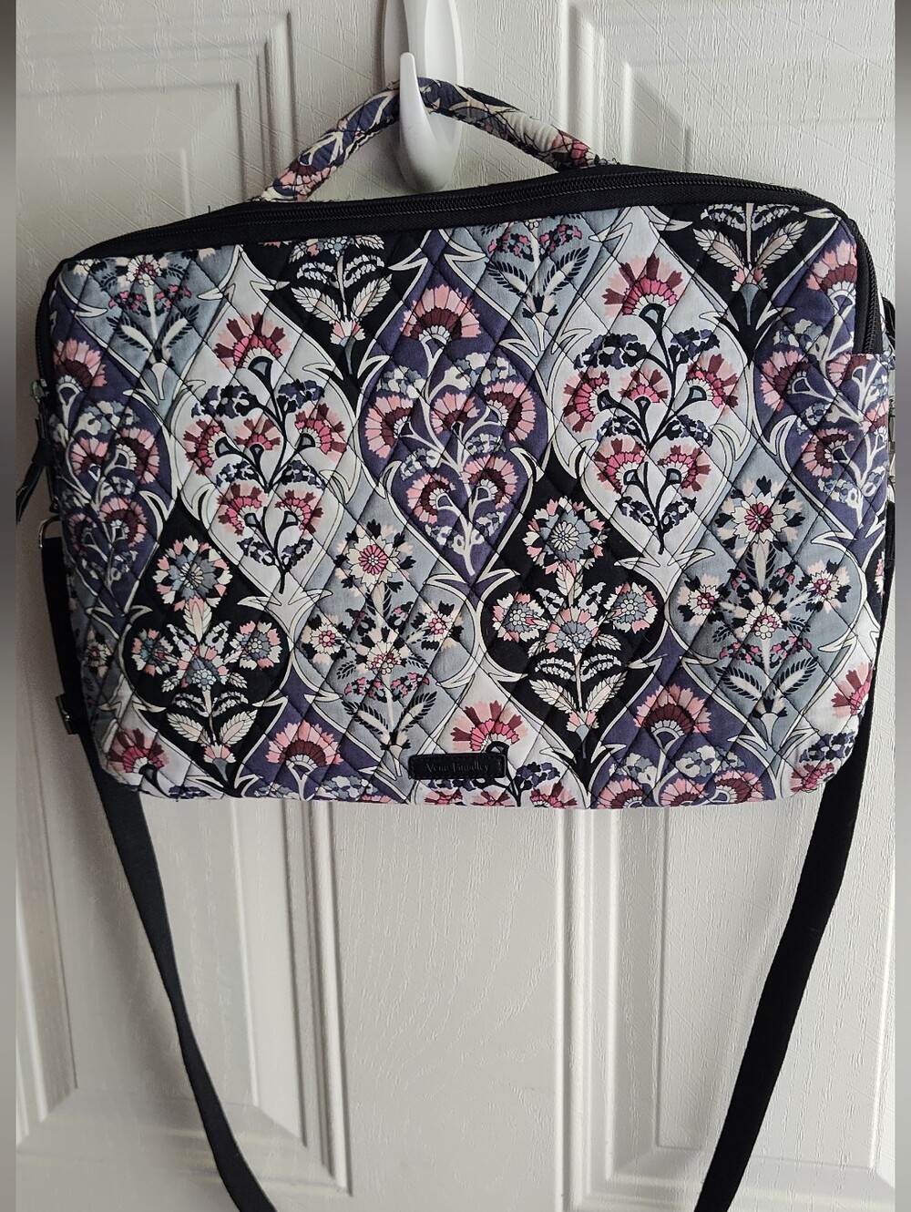 Vera Bradley Quilted Laptop Bag in Black, Pink, Purple.